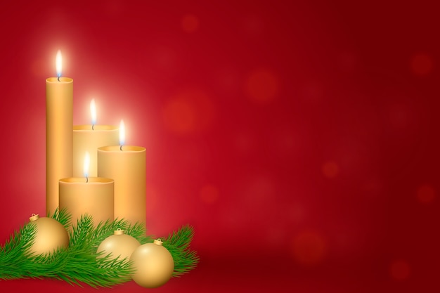 Free vector realistic christmas candle background