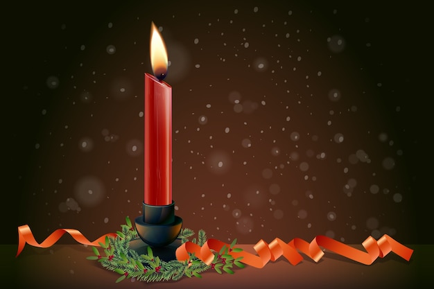 Free vector realistic christmas candle background