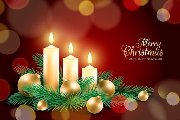 Free vector realistic christmas candle background