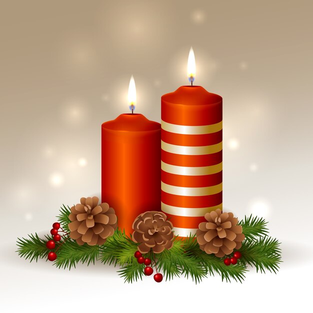 Realistic christmas candle background