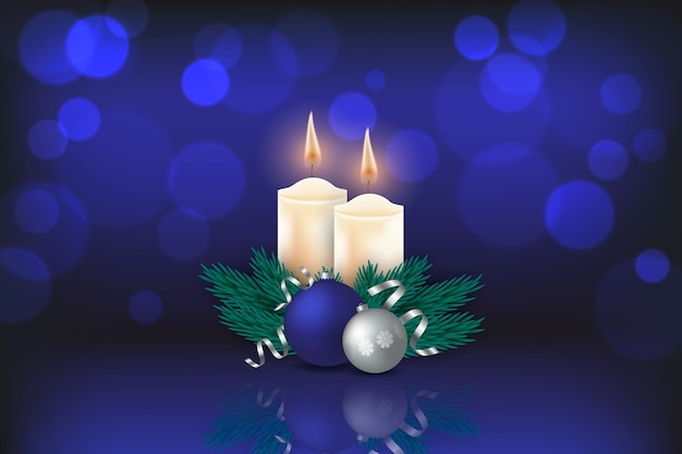 Free vector realistic christmas candle background