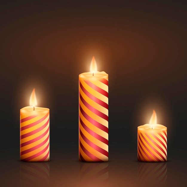 Free vector realistic christmas candle collection
