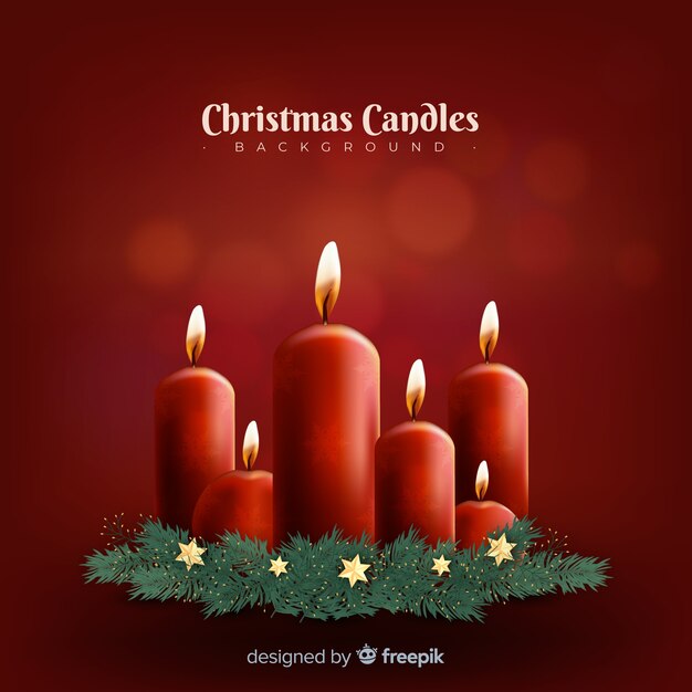 Realistic christmas candles background
