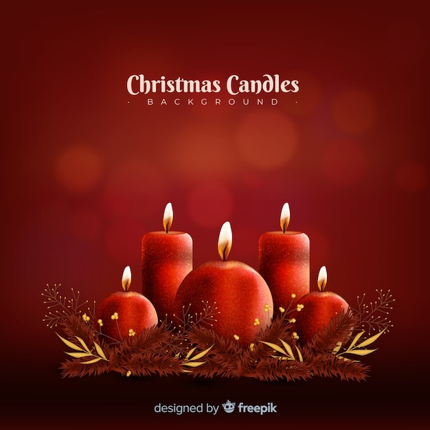 Free vector realistic christmas candles background