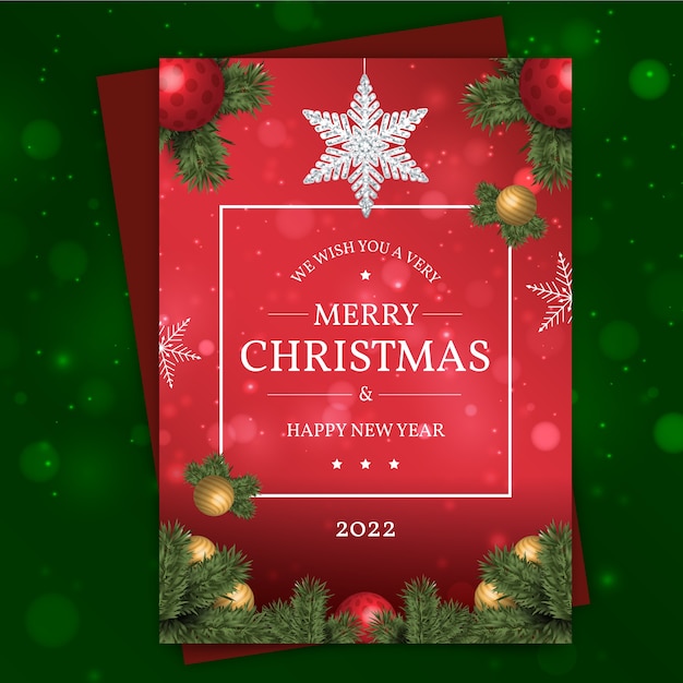 Free vector realistic christmas card template