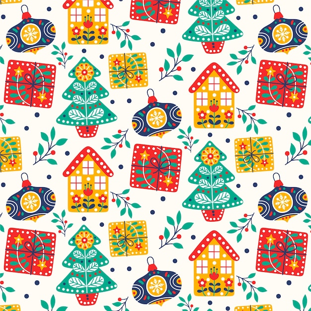 Free vector realistic christmas celebration pattern design