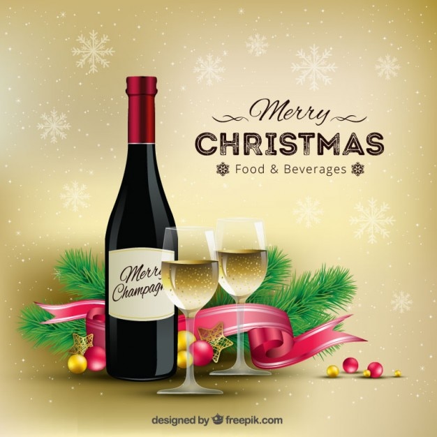 Free vector realistic christmas champagne background