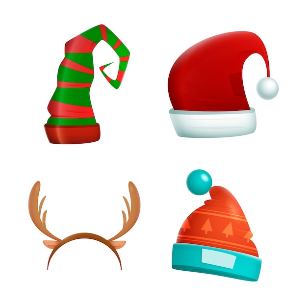 Free vector realistic christmas character hats