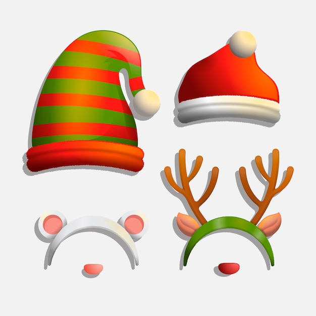 Free vector realistic christmas character hats