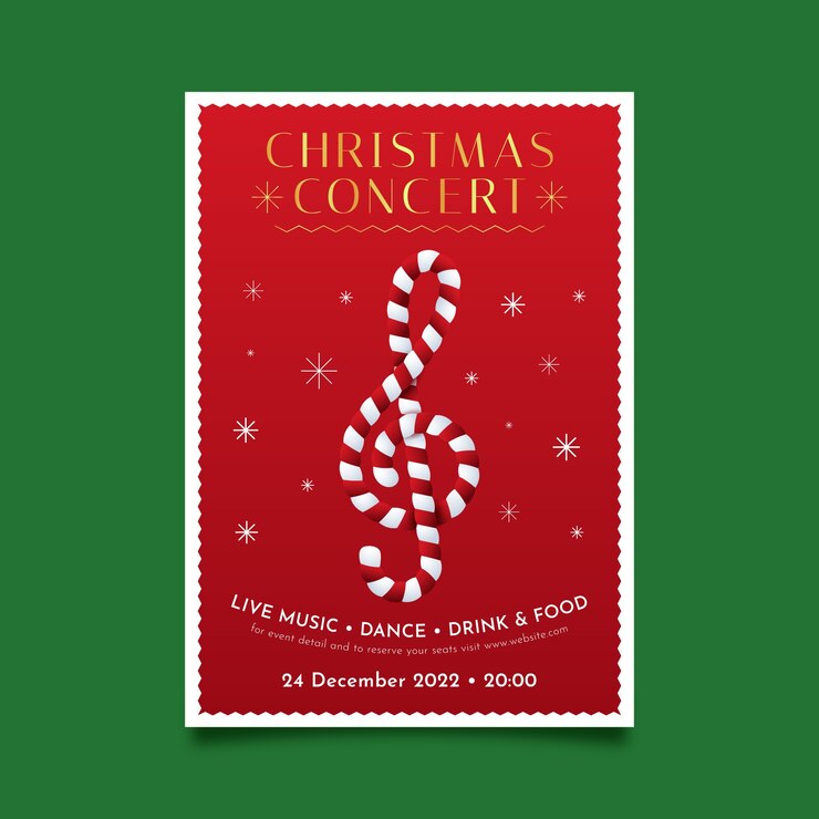 Free Vector realistic christmas concert poster template