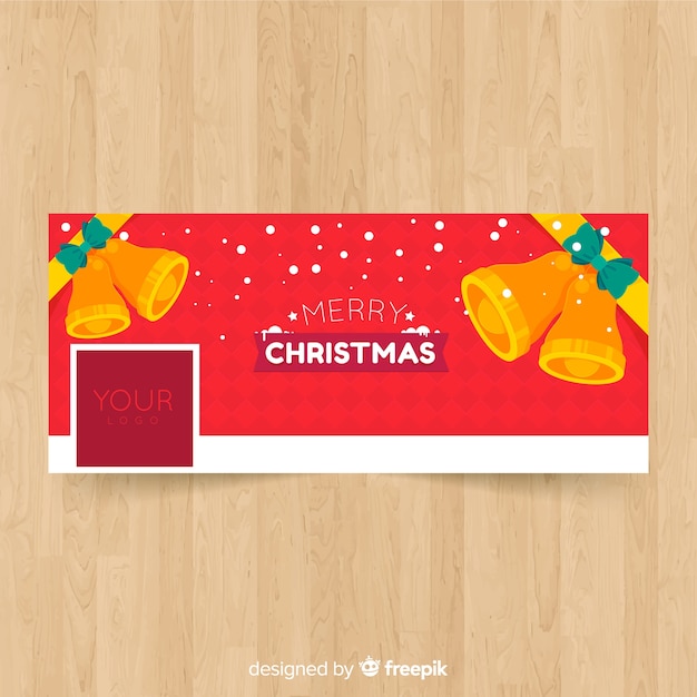 現実的なクリスマスデザインのフェイスブックカバー