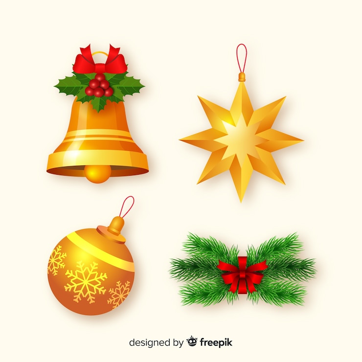 Free Vector realistic christmas element collection