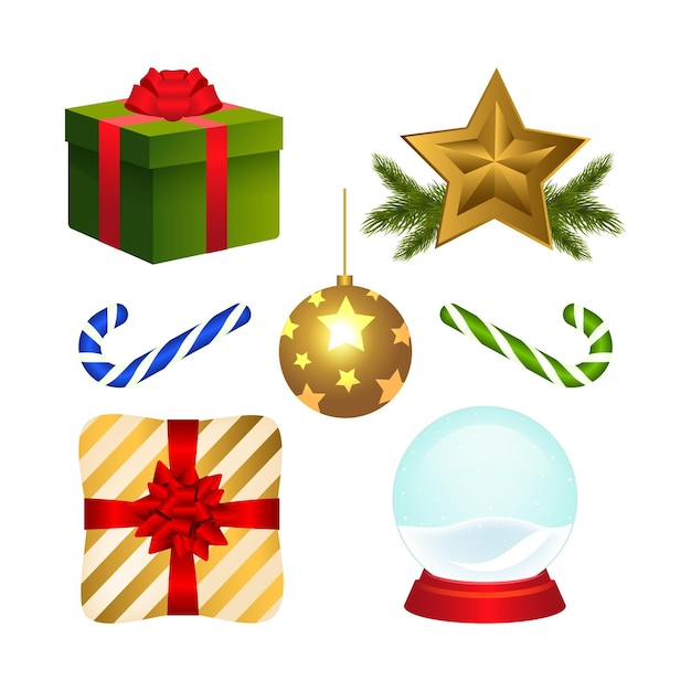 Free vector realistic christmas element collection