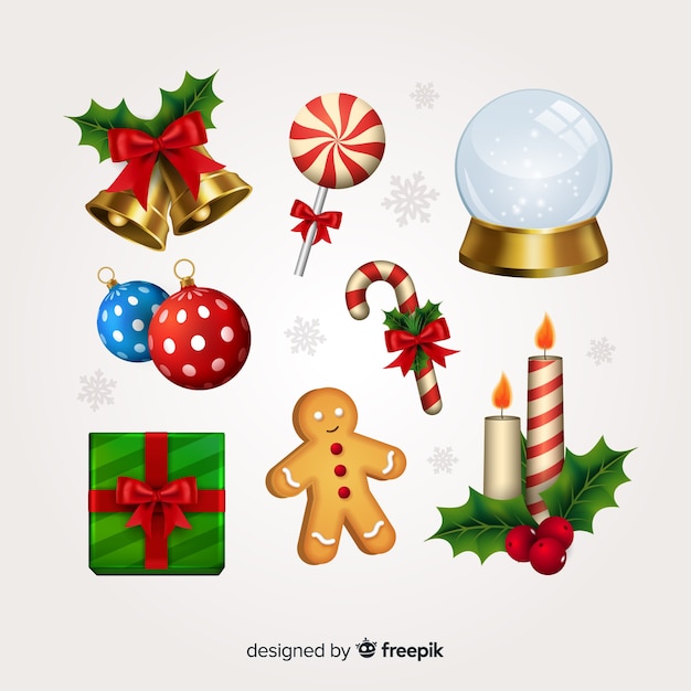Free vector realistic christmas element collection