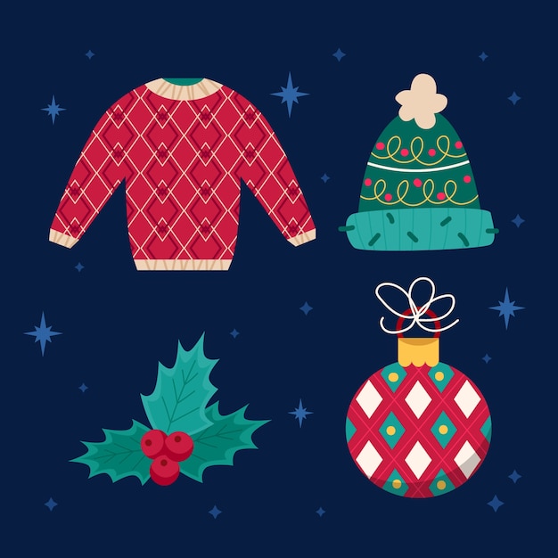 Free vector realistic christmas elements collection