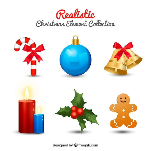 Realistic christmas elements pack