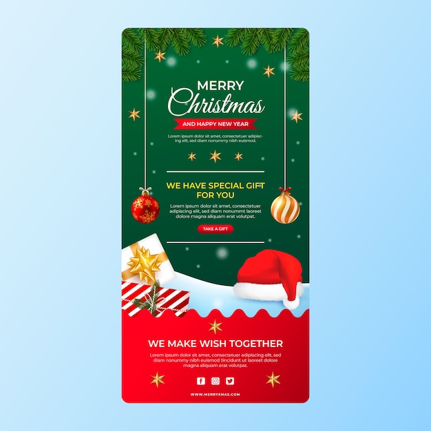 Free Vector realistic christmas email template