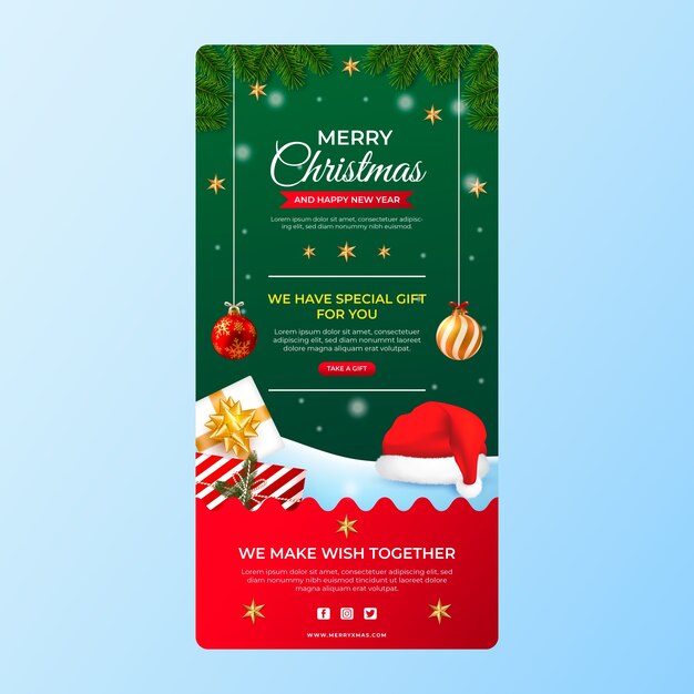 Realistic christmas email template