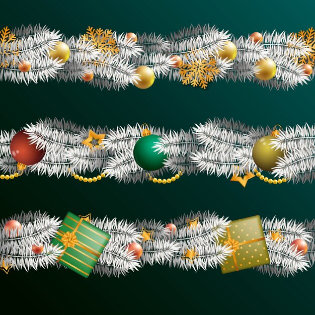 Free vector realistic christmas frames and borders collection