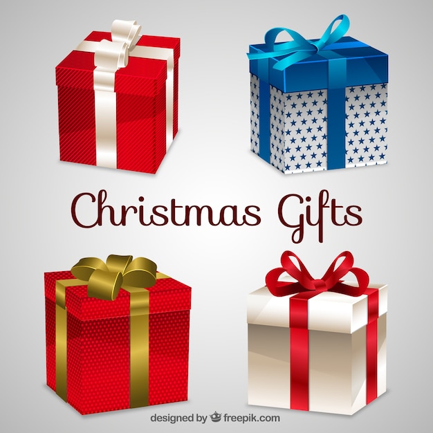 Realistic christmas gifts collection