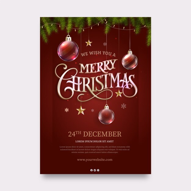 Realistic christmas greeting card template