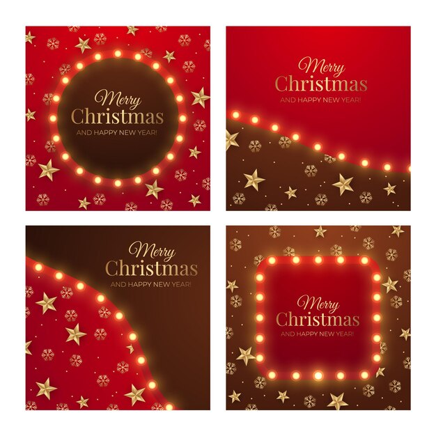 Реалистичная рождественская коллекция постов instagram