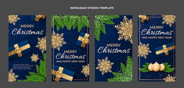 Realistic christmas instagram stories collection