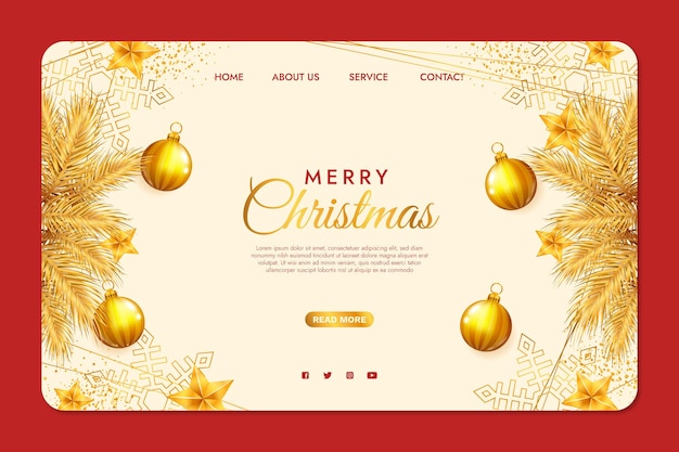 Realistic christmas landing page template