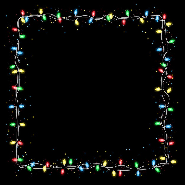 Realistic christmas light frame