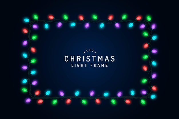Бесплатное векторное изображение Реалистичная рождественская световая рамка