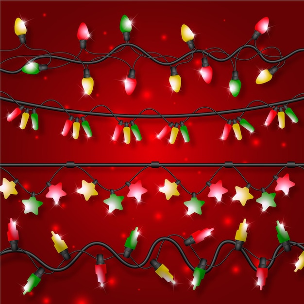 Realistic christmas lights collection