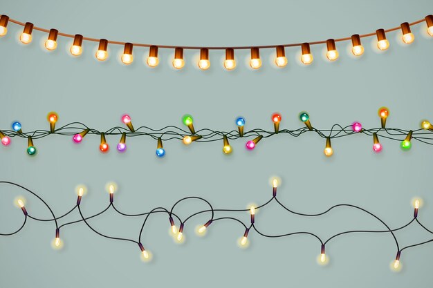 Realistic christmas lights collection