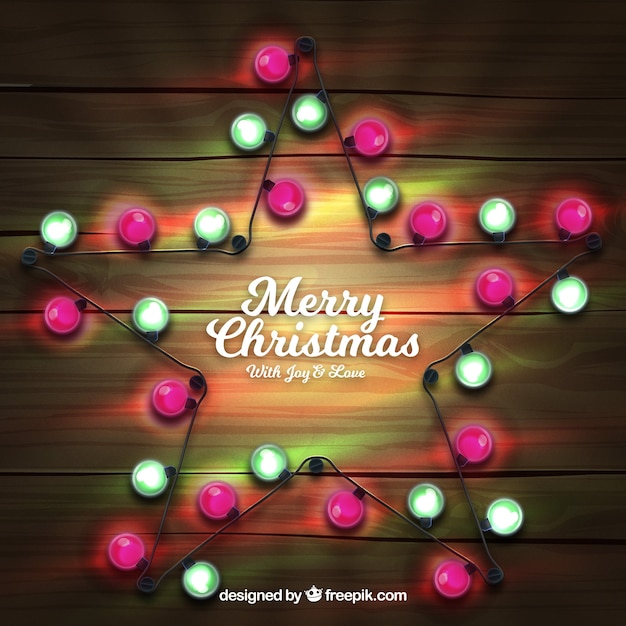 Free vector realistic christmas lights in a star shape