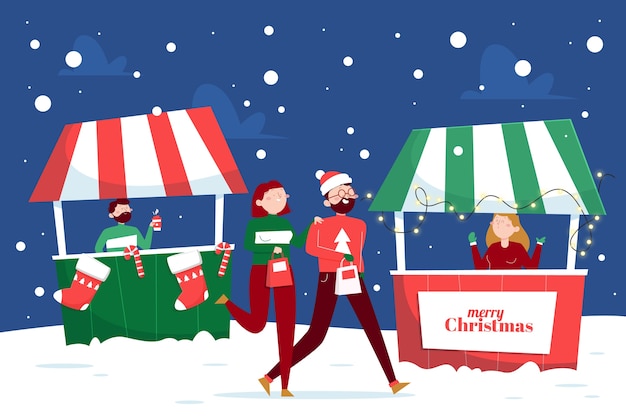 Free vector realistic christmas market illustration