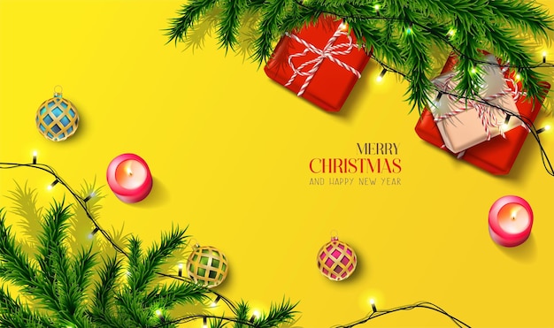 реалистичная рождественская и новогодняя открытка
