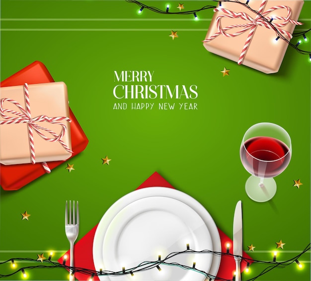 Free vector realistic christmas and new year card