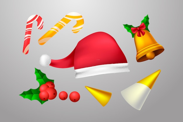 Free vector realistic christmas ornament collection