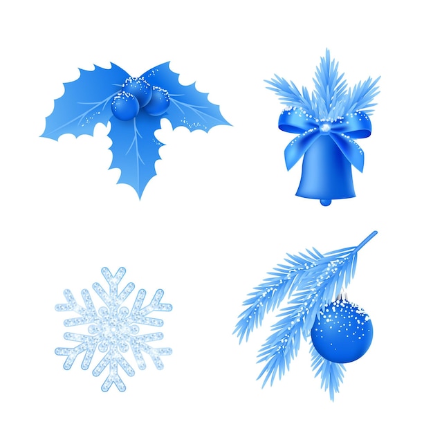 Realistic christmas ornaments collection