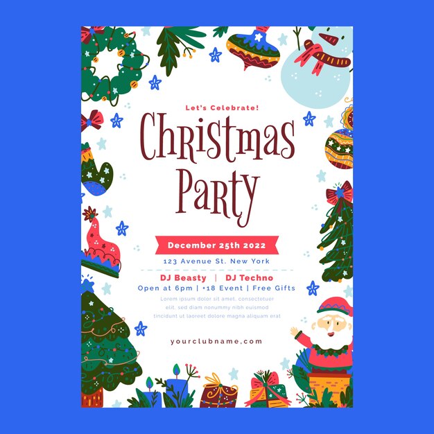 Realistic christmas party poster template