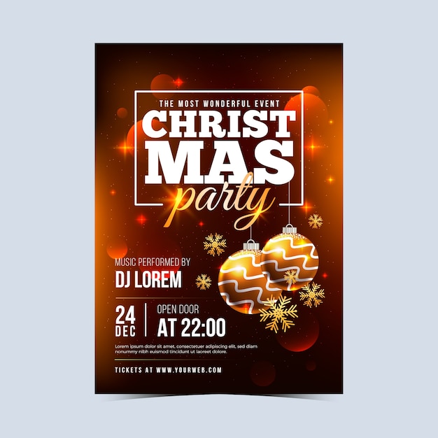 Free vector realistic christmas party poster template