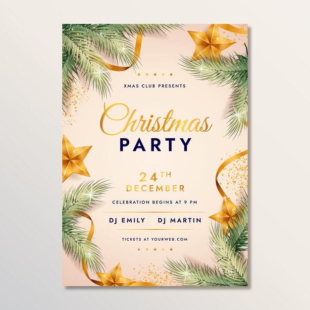 Realistic Christmas Party Poster Template