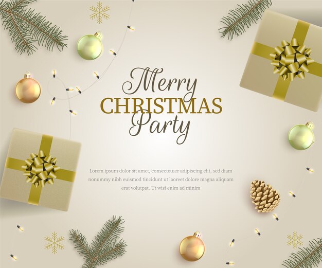 Realistic christmas party poster template