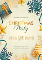 Free vector realistic christmas party poster template