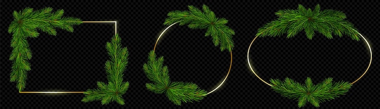 Free Vector realistic christmas pine tree branch vector frame