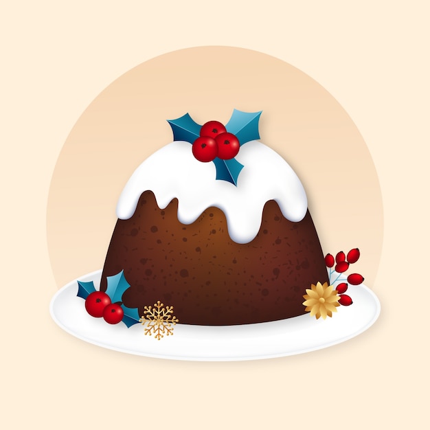 Free vector realistic christmas pudding illustration