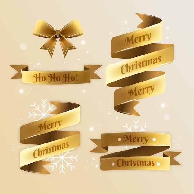 Free vector realistic christmas ribbon collection
