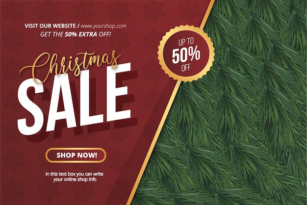 Free vector realistic christmas sale banner template