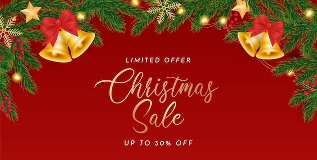 Realistic christmas sale banner