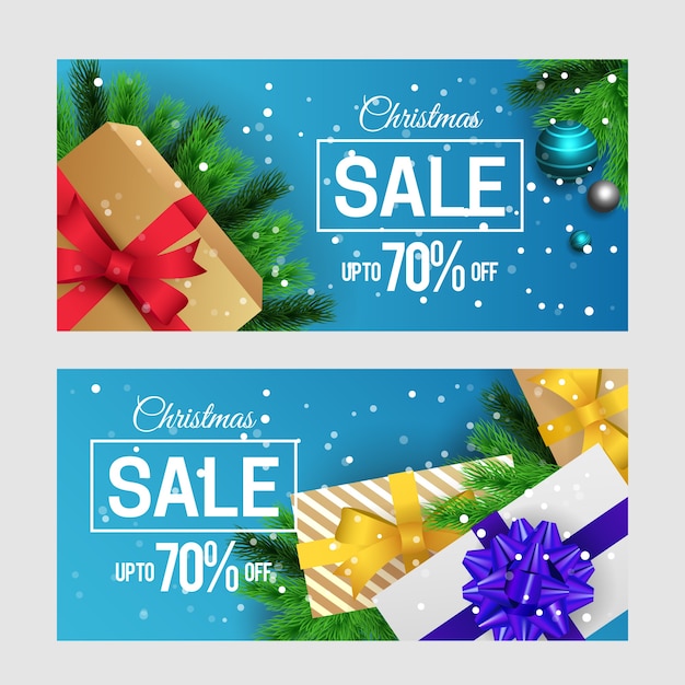 Free vector realistic christmas sale banners collection