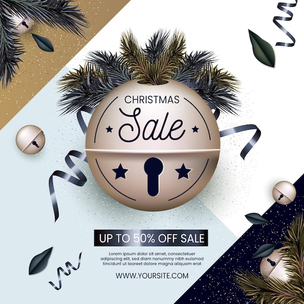 Free vector realistic christmas sale concept